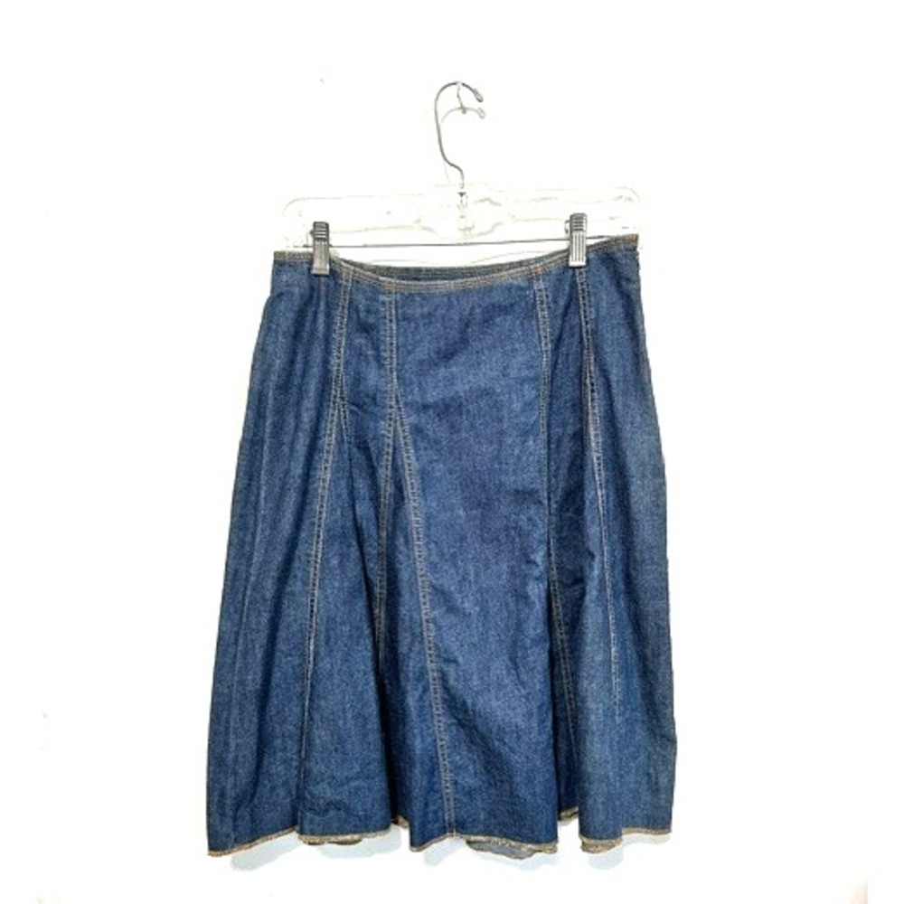 GAP Women's Size 0 Fit & Flare A-Line Dark Blue Denim Midi Skirt